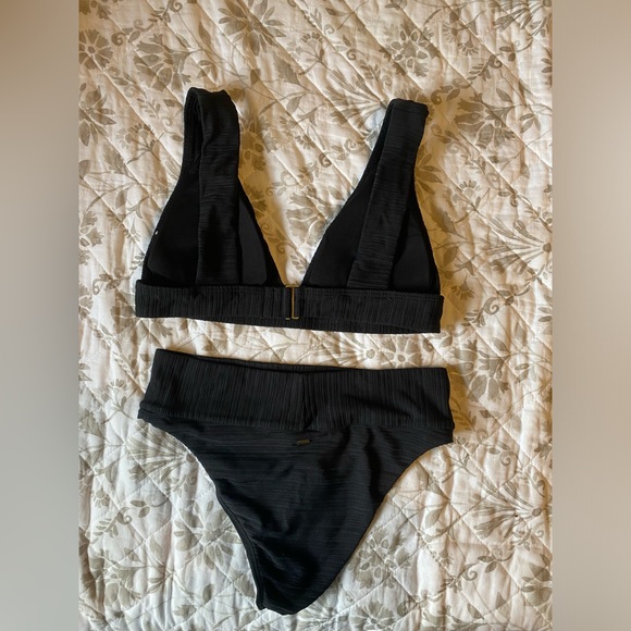 Black Ripcurl Ribbed High Waisted Bikini - Picture 2 of 4